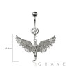 316L SURGICAL STEEL ANGEL MULTI CZ WING DANGLE BELLY BUTTON NAVEL RING 